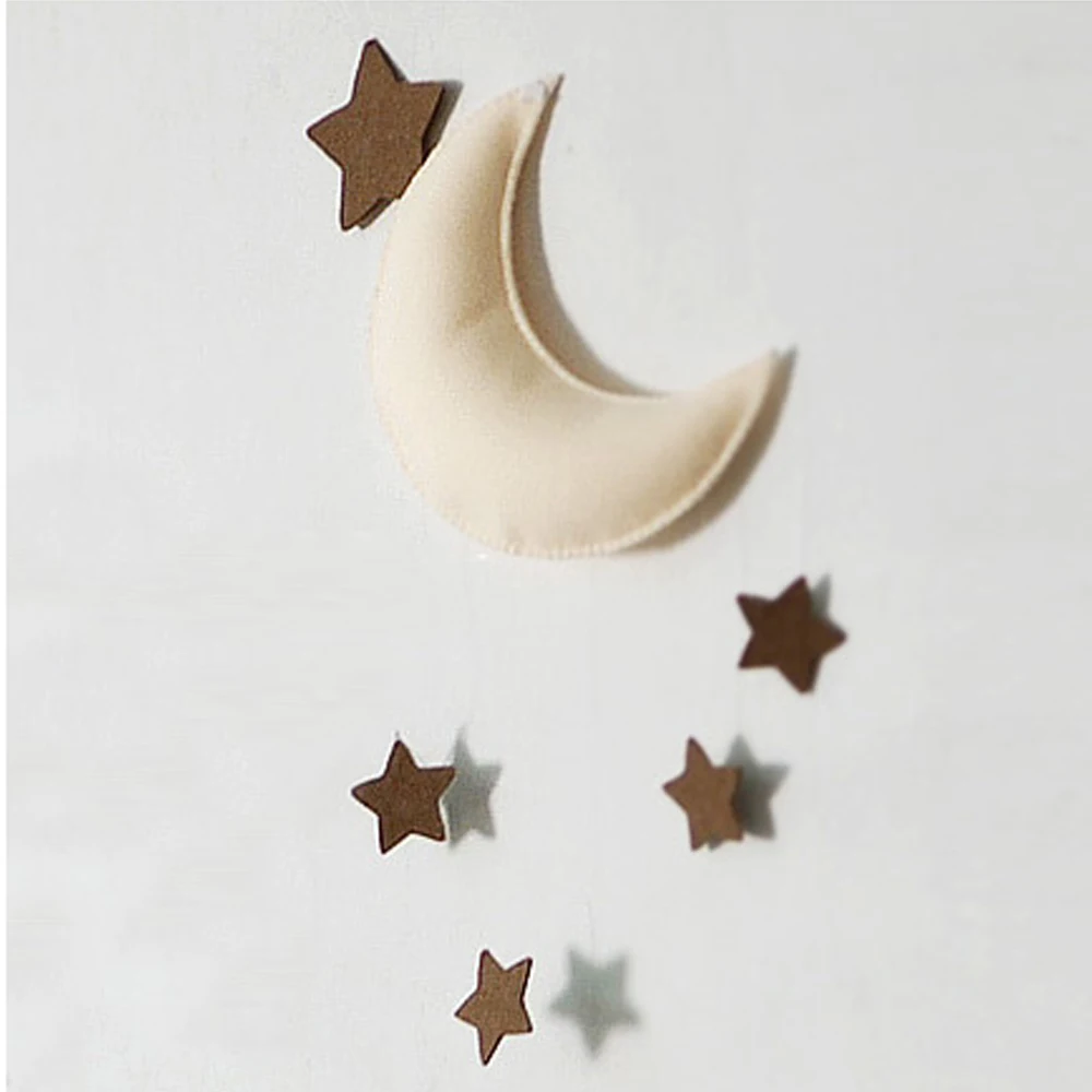 Baby Mobile-Moon Star Neutral Crib Hanging Mobile kid Tent Room Decor Nursery Wall Hanging Baby Shower Gifts-Cradle Rattle