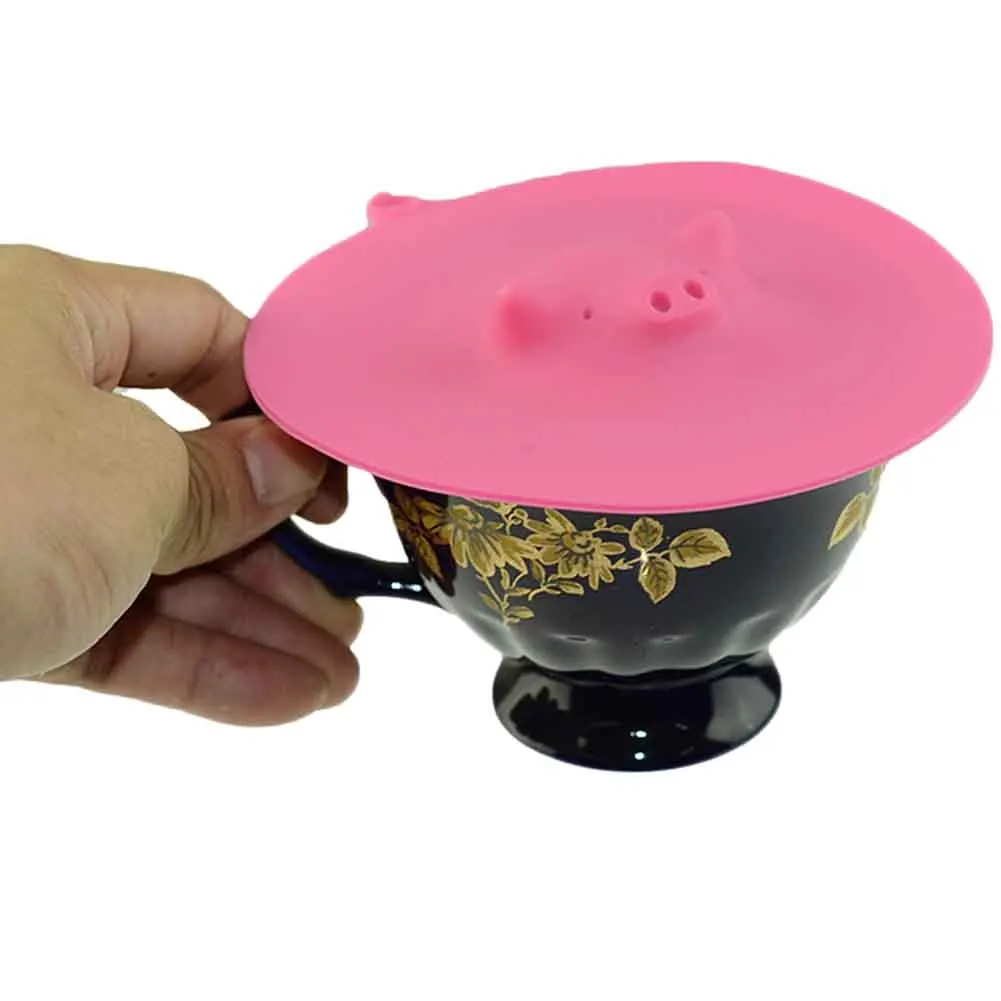 

Color Random Food Grade Silicone Glass Cup Cover Coffee Mug Lid Cap Cute Pig Dustproof Cover Thermal Insulation Cover