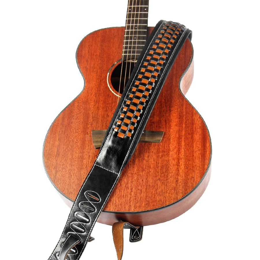 Adajustable Guitar Strap Baumwolle Kuh Leder Bass Band für Akustische Gitarren