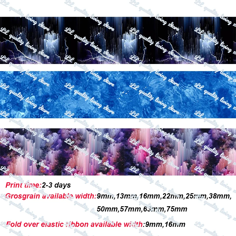 

Natural landscape gradient printed grosgrain ribbon DIY purple blu Ribbon Wedding decoration materials party gift