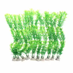 10 шт. Подводные водные растения Пластик яркие искусственные зеленые растения Трава Аквариум Украшение Декор C42