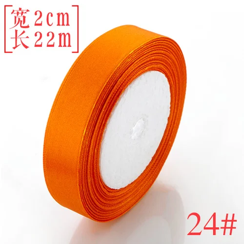 25 Yards/roll) 6/10/15/20/25mm Single Face Satin Ribbon Wholesale Wedding Christmas Gift Box Package Cake Baking Decoration - Color: Orange