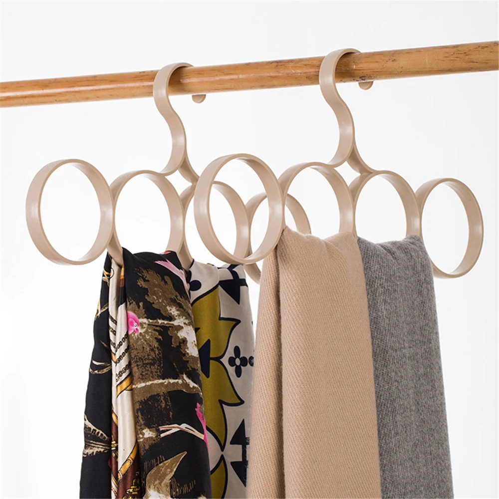 4 Loop Ring Scarf Shawl Scarves Holder Tie Belt Hook Organizer Clothes Hanger Wardrobe Storage Holder Display Rack for Bedroom