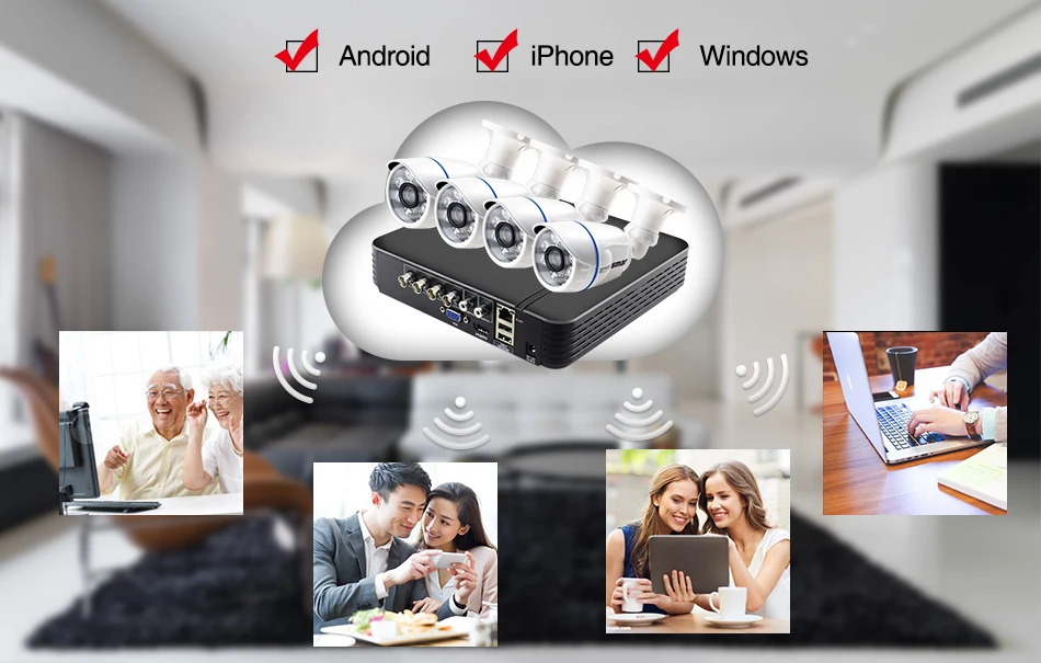 Sm4ch CCTV HDMI DVR 4 шт. 720P 1080P комплект камеры AHD наружная Всепогодная домашняя система безопасности комплект видеонаблюдения HD объектив