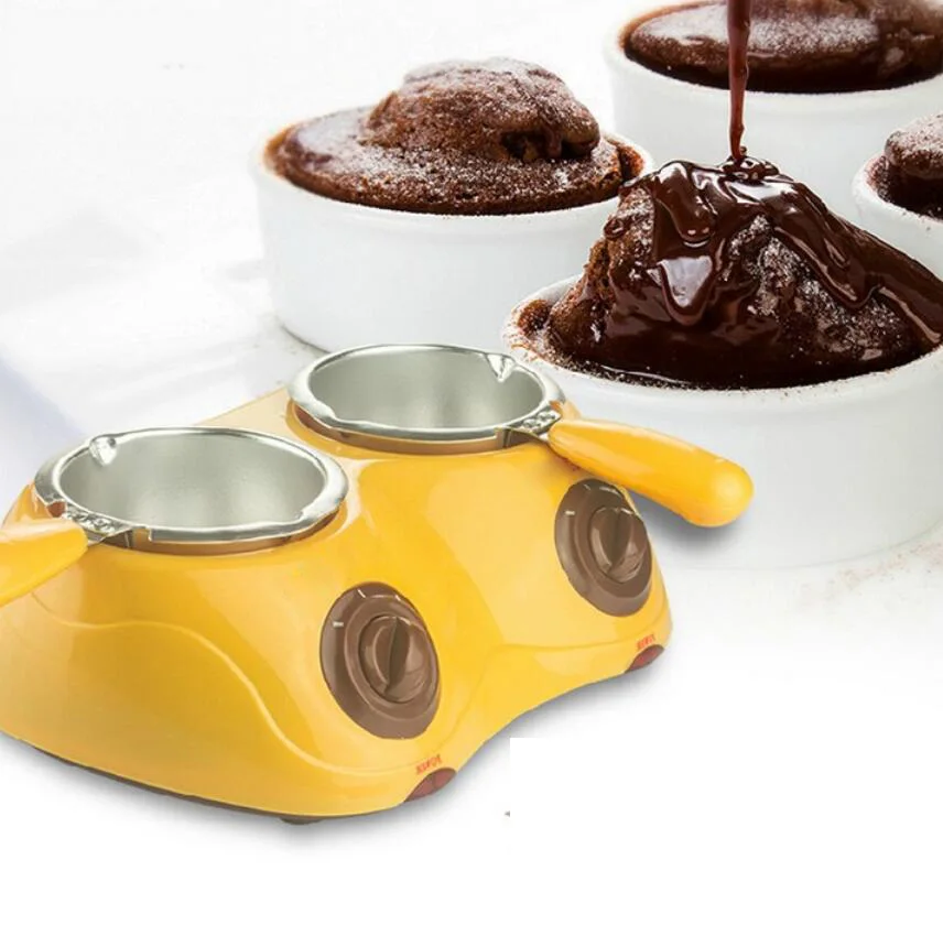

New Mini Creative Design Chocolate Fondue Melting Machine Electric Heating Pot Double Party Heating Cheese Machine Fruit Hot Pot