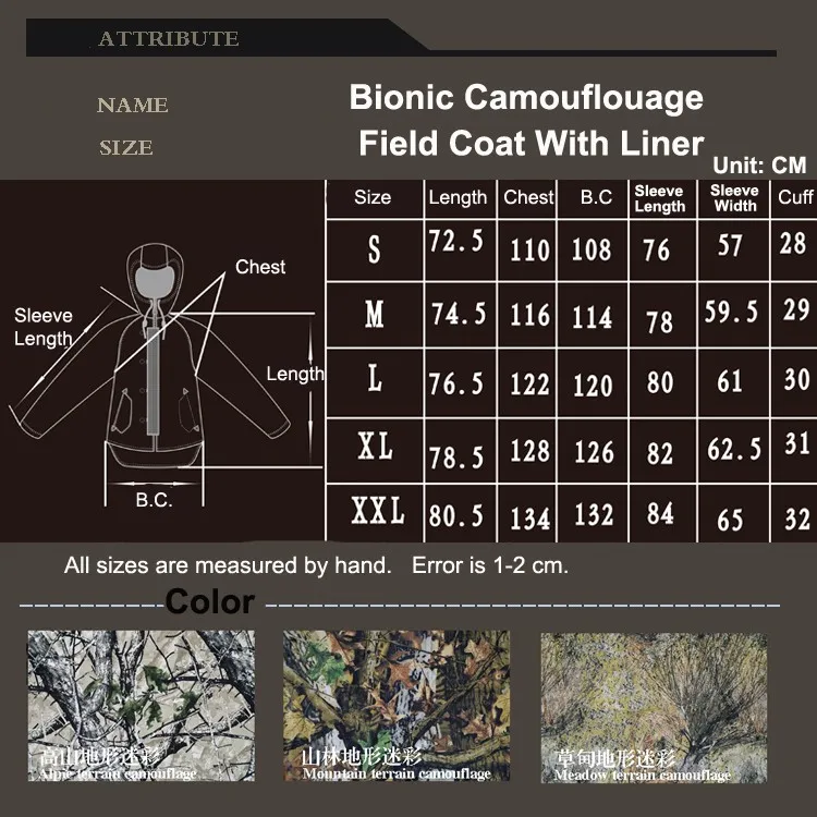 Камуфляжные парки с лугом; зимние куртки с бионическим камуфляжным принтом; полевые куртки