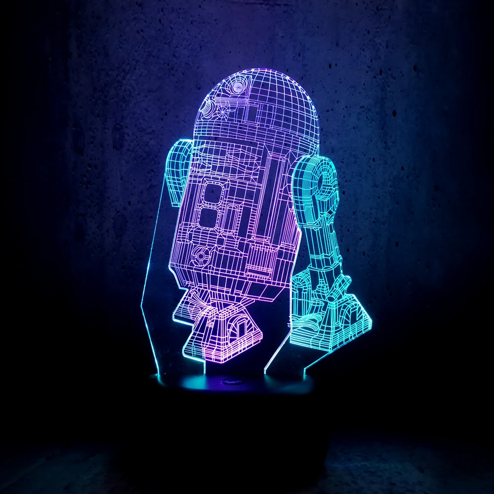 Новый 3D Звездные войны персонаж R2 D2 робот мультфильм лампа смешанный цвет
