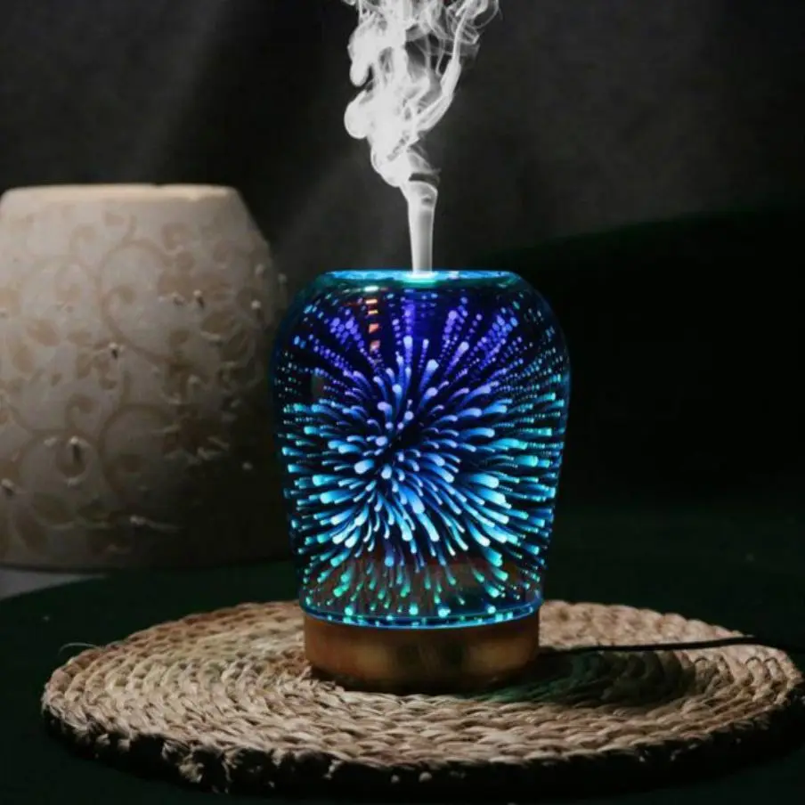 

100ml Aromatherapy Ultrasonic Cool Mist Humidifier 3D Essential Oil Diffuser 7 Colorful Light Office Aromatic Decorative Lights