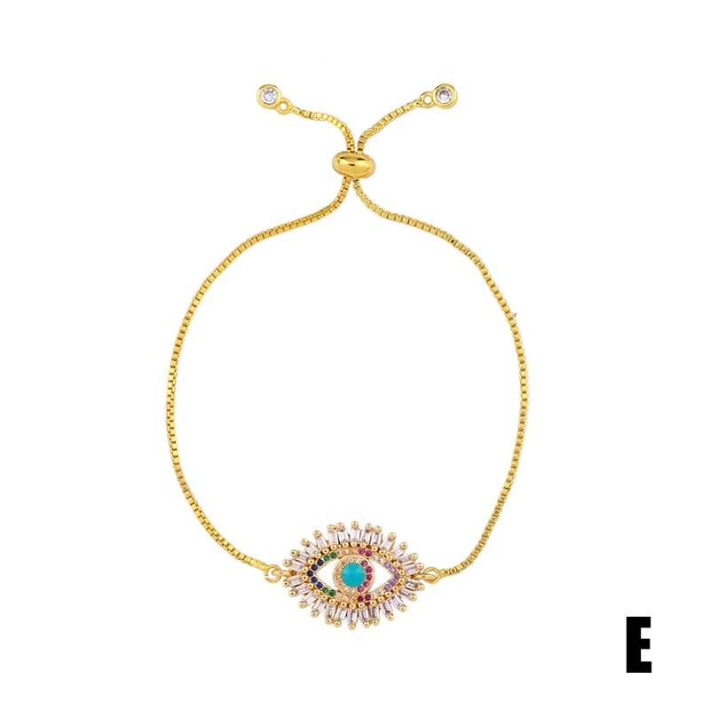 Браслет с блестящей цепочкой Evil Eye цветной кубическим Цирконом Теннисный браслет