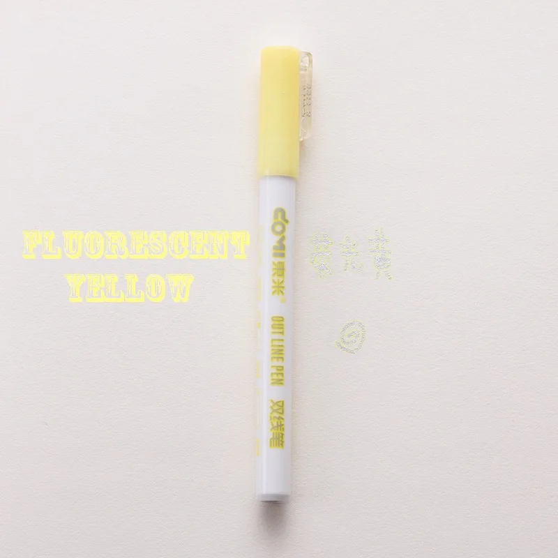 Andstal, двойные линии, художественные маркеры, ручка, тонкая линейка, маркер, Fineliner, каллиграфия, буквенная ручка, цветные ручки для скрапбукинга - Цвет: Yellow 12pcs