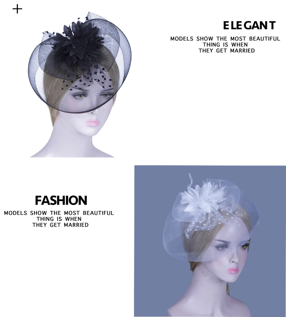 AWAYTYR модная женская шляпа с сеткой и бантом, заколка для волос, реквизит для свадебной фотосъемки, аксессуары для волос, головной убор с перьями, заколки