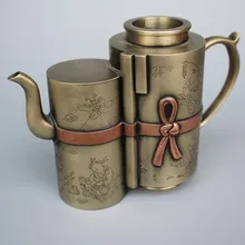 Cupronicel archaize переносной чайник горшок фляга двойной круговой ручной горшок желчного пузыря