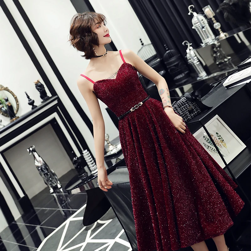Вэй Инь 2020 Vestido De Festa Новый дизайн сексуальное формальное платье бордовое милое