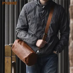 PNDME casual simple genuine leather men's shoulder bag fashion vintage soft cowhide leather daily light brown crossbody bags PNDME casual simple genuine leather men's shoulder bag fashion vintage soft cowhide leather daily light brown crossbody bags