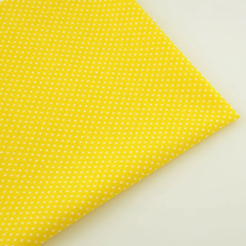 Booksew Yellow Cotton Plain Fabric Lovely White Dots for Curtain Pillow Tilda Doll Patchwork Telas Tecido Tissue Art Work