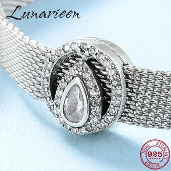 

Real 925 sterling silver Sparkling CZ Water drop pattern clips charms Beads Fit Original reflection Clip Charm Bracelet Jewelry