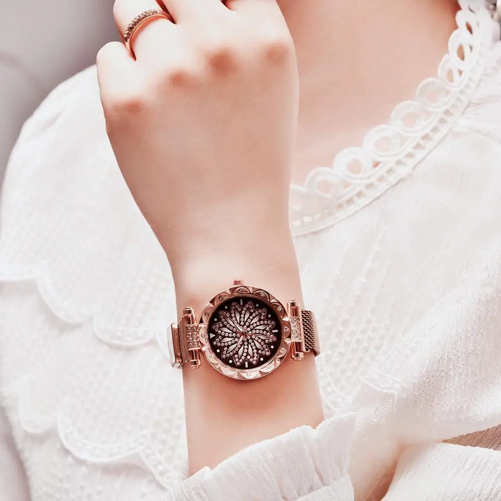 Montre femme 360 Degree Rotating Women Watch Magnetic Bracelet Watch Ladies Quartz Wrist Watch Montre Femme Zegarek Damski A40