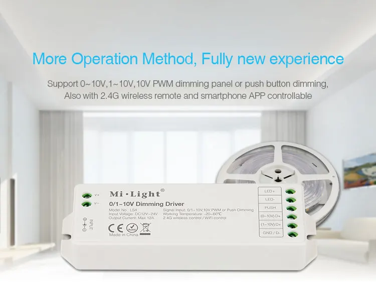 Milight AC100~220V 1-Channel 0~10V L1 Panel Dimmer use with wifi remote controller brightness adjust for single color led light