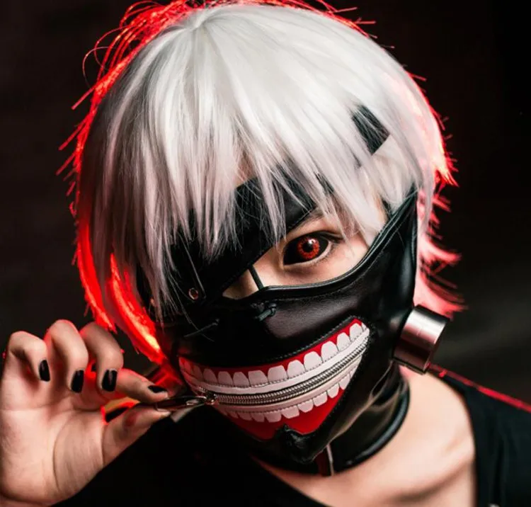 

High Quality Cosplay Anime Clearance Tokyo Ghoul Kaneki Ken Mask Adjustable Zipper Masks Leather Cool Mask Blinder