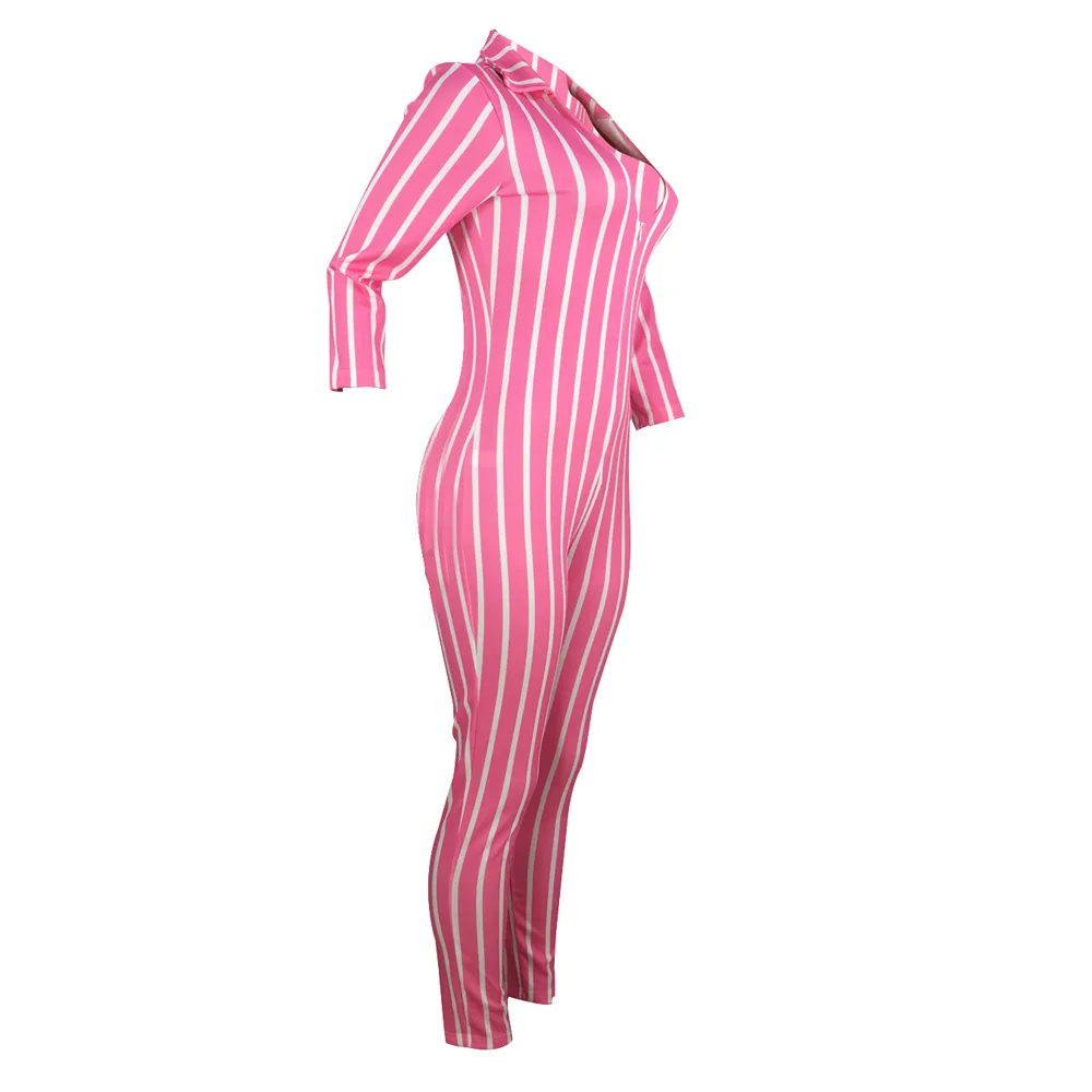 Розовый комбинезон, полосатый комбинезон, черный, с длинным рукавом, летняя уличная одежда, сексуальная, Roupas Feminina, повседневная, Combinaison Pantalon Femme, для женщин