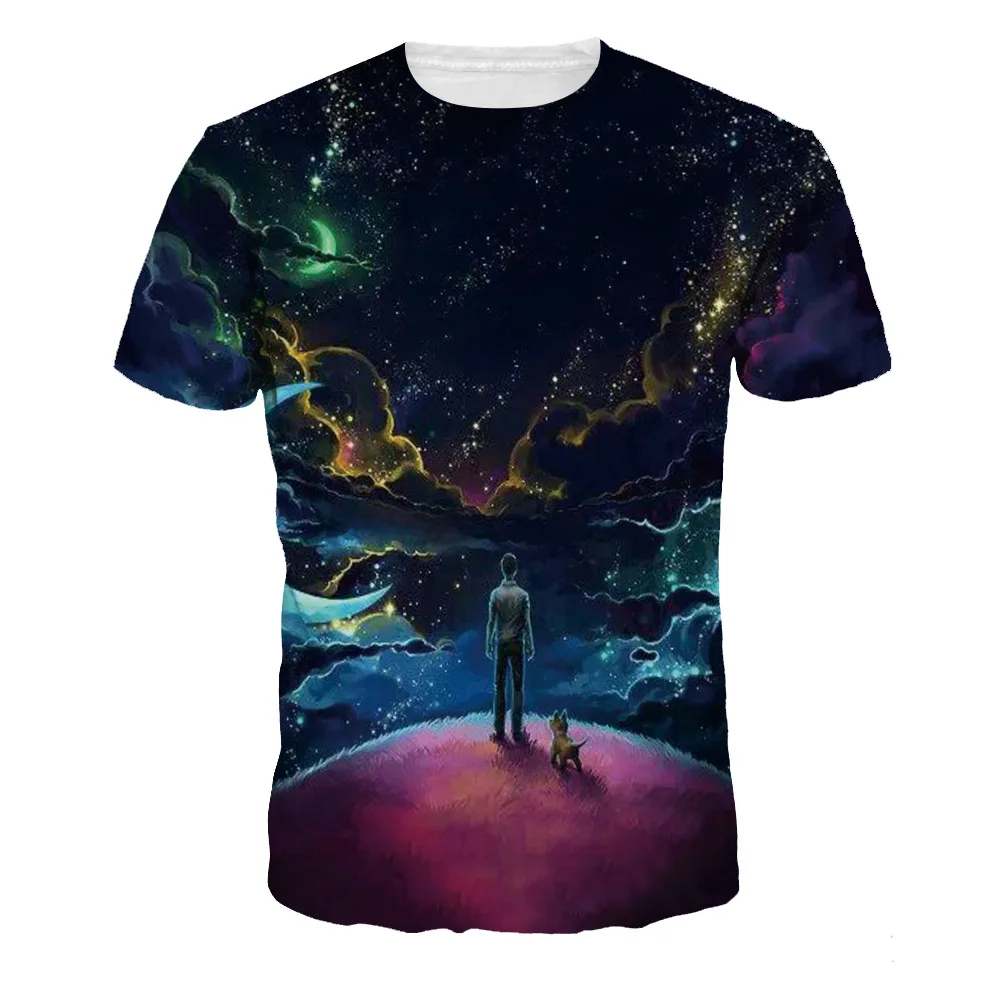 New Fashion Space Galaxy T-shirt Men/Women 3d T-Shirt Print Golden Nebula T-shirt Fashion Brand Tops Tees