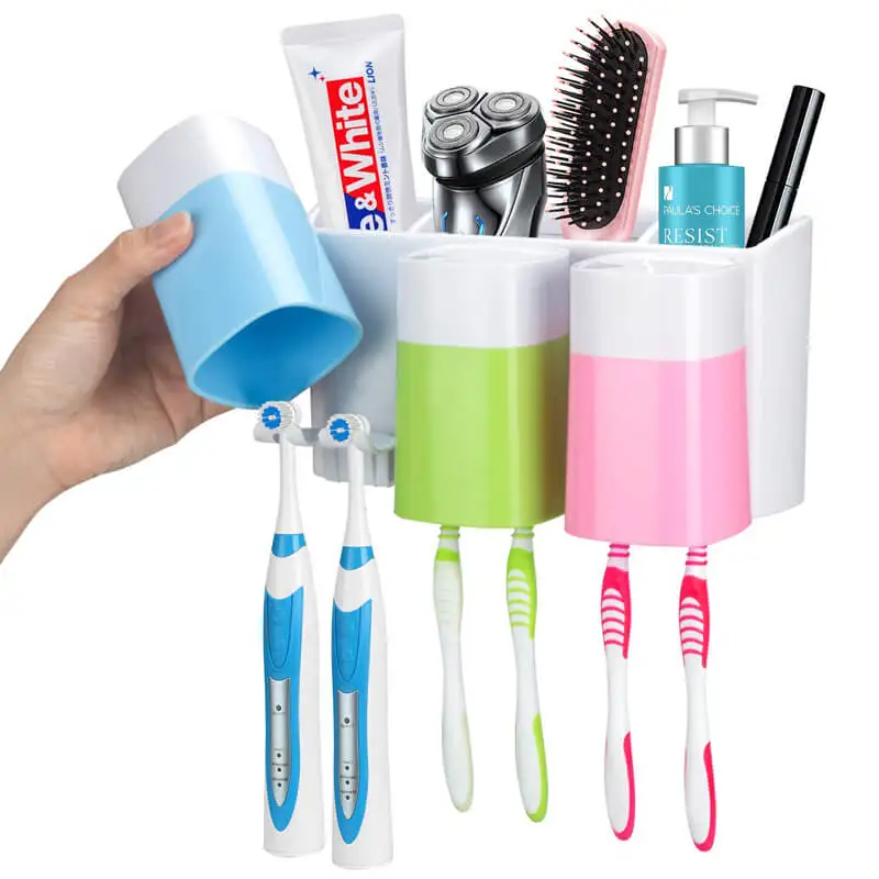 

Toothpaste Toothbrush Holder Wall Mount Large Capacity Comestics Comb Shaver Storage Rack Bathroom Organizer Ant-dust Fast Drain