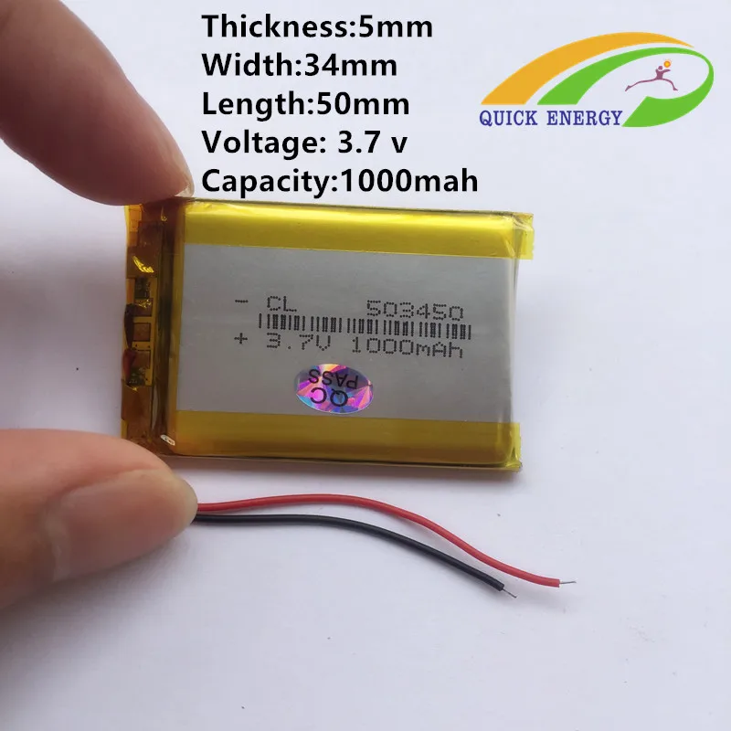 3.7V / thium polymer battery 503450 1000mah MP3 4 navigation smart meter batteries | Электроника
