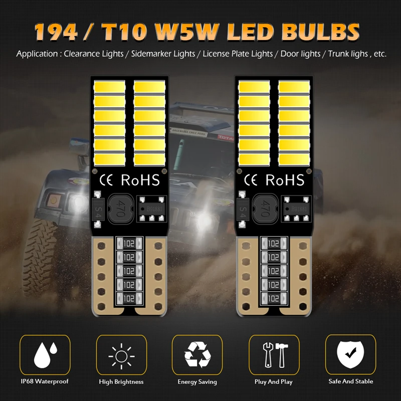 Katur 2 шт. супер яркий T10 W5W 2825 168 светодиодный CanBus без ошибок передний боковой маркер двери вежливость номерного знака светодиодный светильник лампы