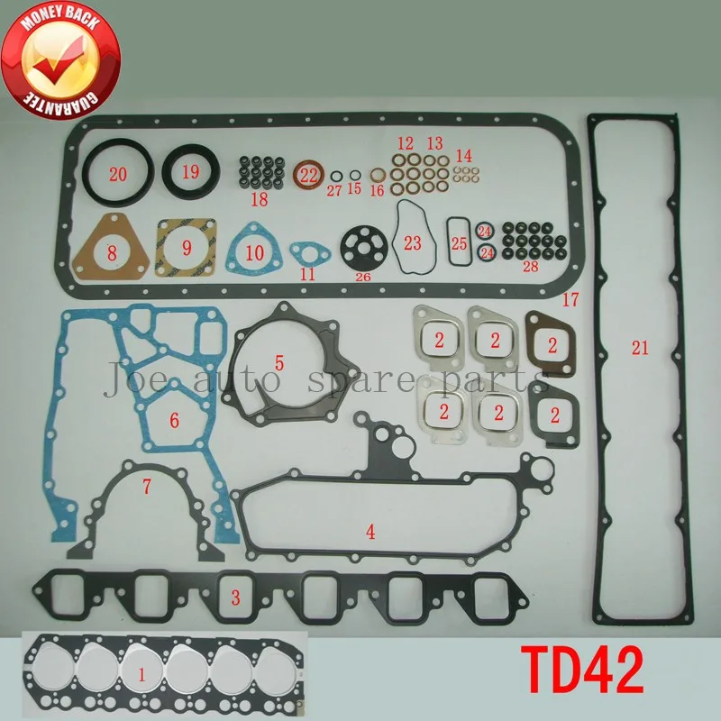 Engine Td42 Engine Full Gasket Set Kit For Nissan Patrol Gq Y60 4.2l