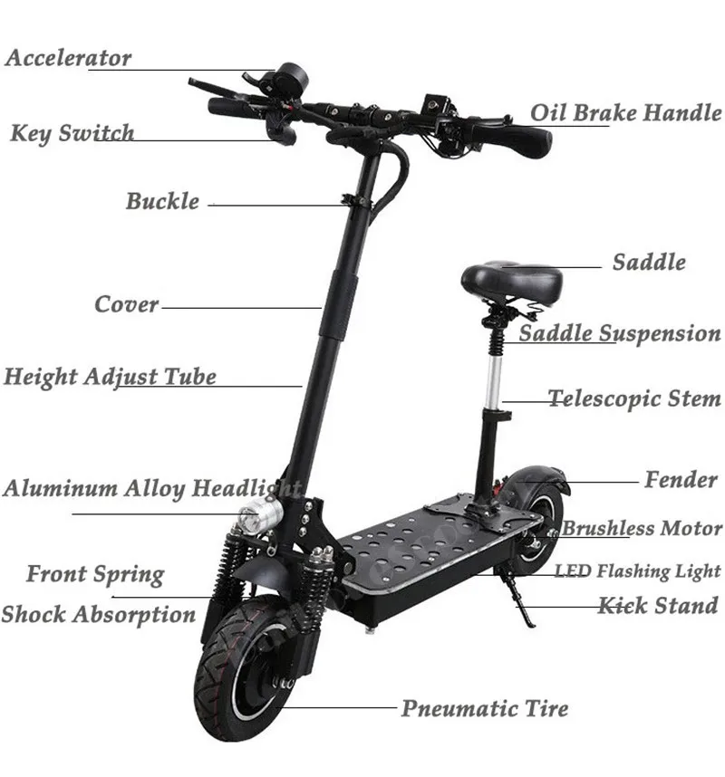 UBGO Electric Scooter 2000W 60V Two Wheel Electric Scooters 10Inch Double Drive 52V Gapless Handle Bar Powerful Electric Scooter (10)
