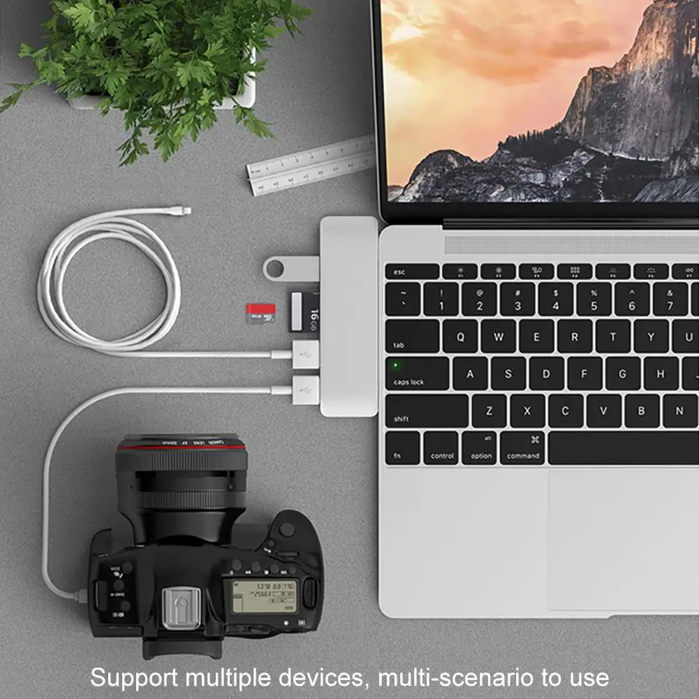 Type-c 7 в 1 концентратор адаптер для Mac Book 1" 13" 1" с 4K HDMI 2 type-c зарядка 5Gbs 2 USB 3,0 и SD/микро кардридер