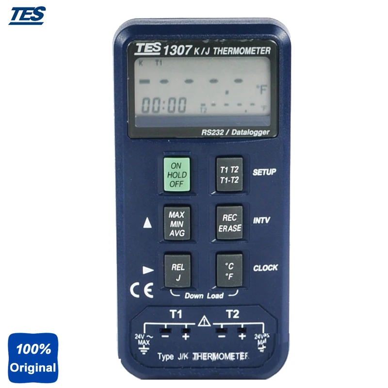 

Industrial Dual Channel Thermometer With Datalogging K/J Memory Type TES1307
