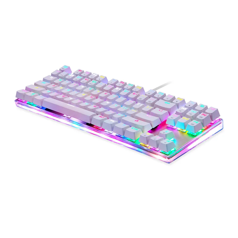 Клавиатуры игровые MotoSpeed K87s белый цветной проводной Usb кабель с подсветкой