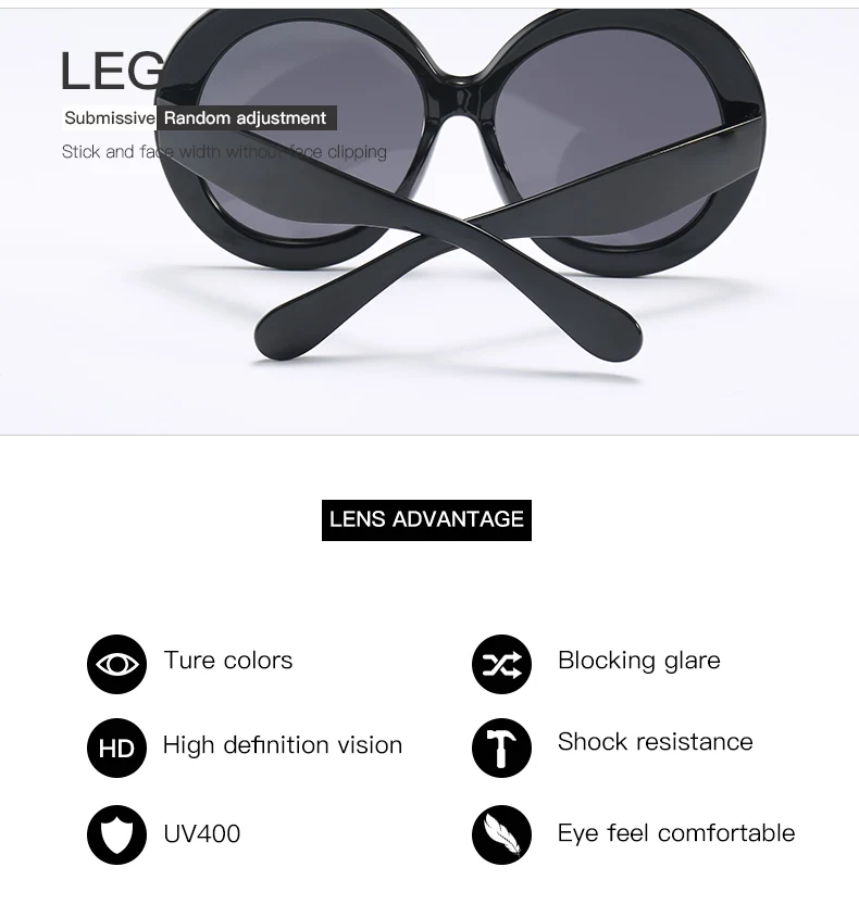 HBK Unisex Big Round Sunglasses Luxury Retro Oversized Shade for Women Men Brand Designer Good Quality Green Black UV400 Oculos oversized sunglasses