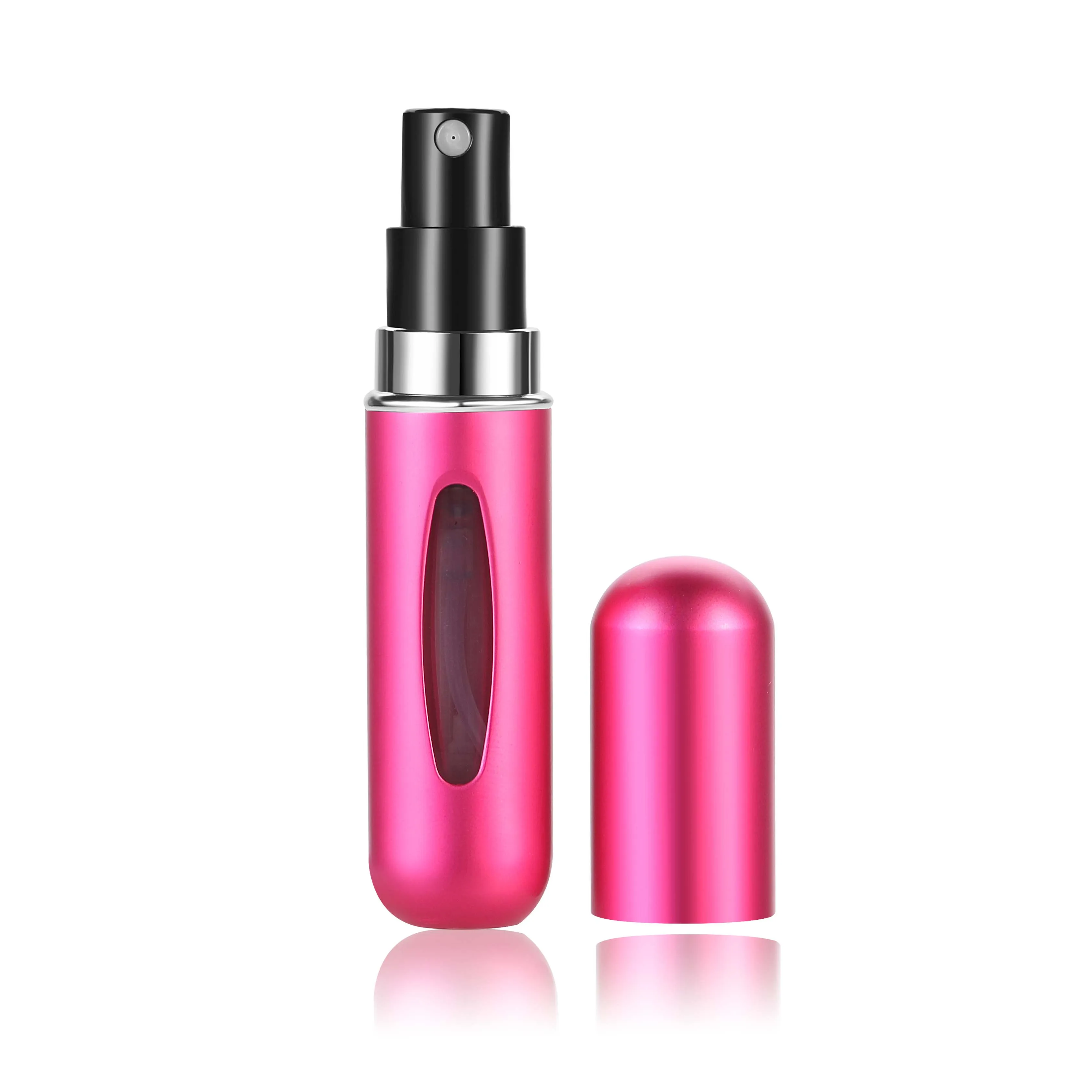 MUB-5ml мини многоразовая Удобная пустая бутылка для парфюмерии с распылителем насос алюминиевая спрей бутылка-контейнер для косметики путешествия Parfum подарок - Цвет: Rose red