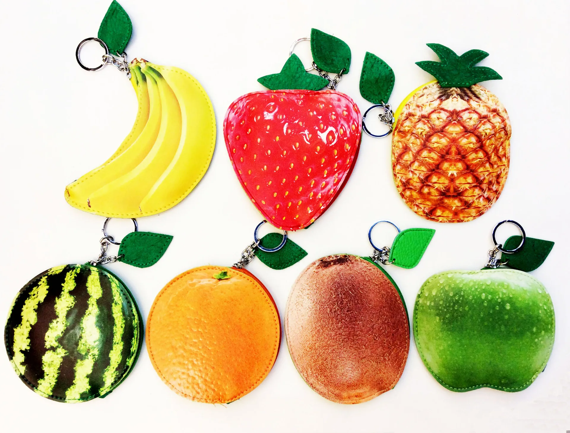 

Lovely Fresh Style Coin Bag Cute Student Purse PU Leather Material Zipper Fruit Patterns Creative Wallet Key Cases pouch