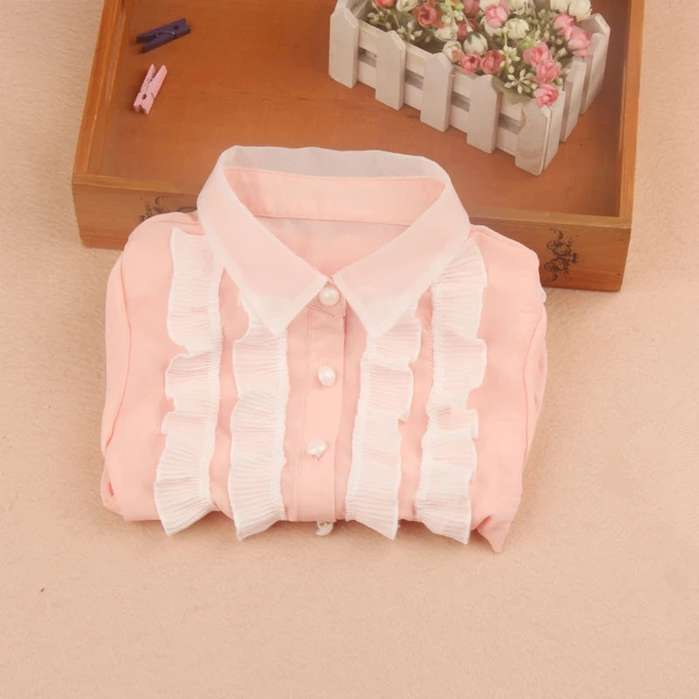 Girls Tops And Blouse 2019 Autumn Kids Baby Girl Clothes Children Clothing School Girl Ruffle Blouse Chiffon Child Shirt 2-16Y
