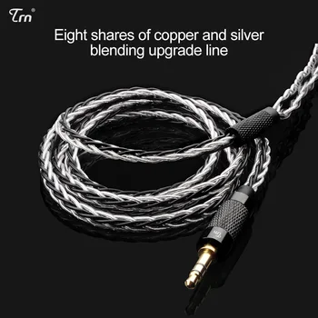 

AK TRN 8 Core Upgrade Silver Plated Cable 3.5MMCX Earphone Upgrade Cable for SE846 YINYOO HQ8 TRN IM1/IM2/X6/V80 V90 Revonext
