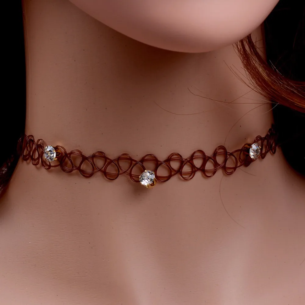 JUCHAO New Collares Vintage Stretch Tattoo Choker Necklaces For Women Girl Charm Gothic Crystal Necklace Female Wedding Gift - Image 4