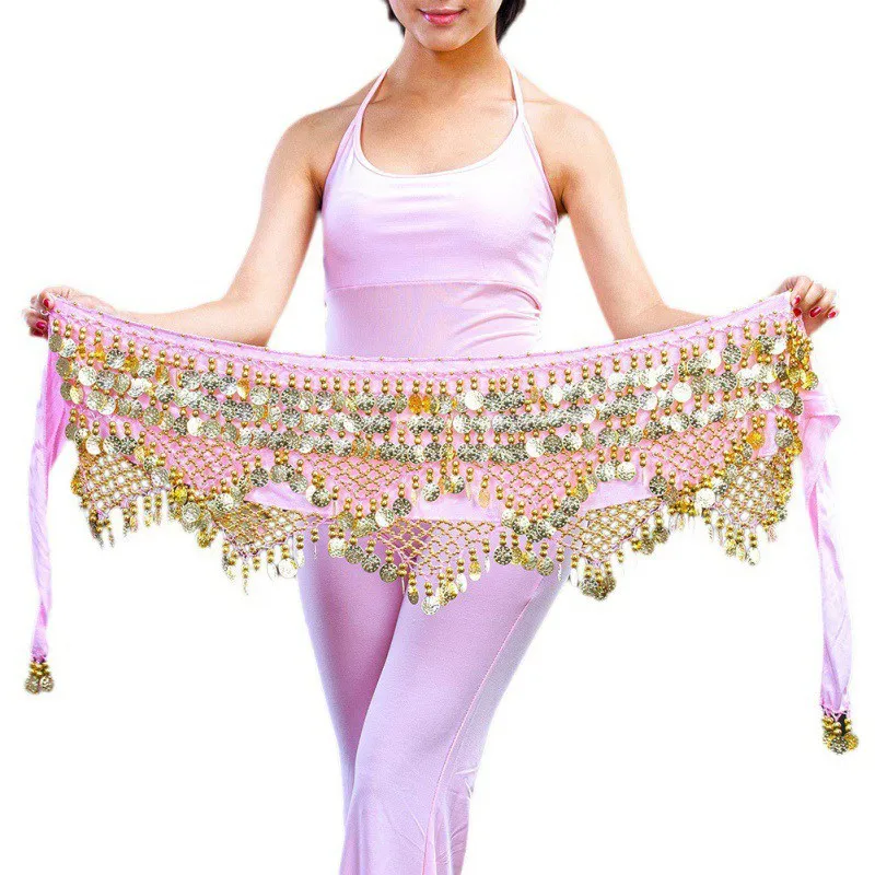 Модные дешевые женские шарфы для танца живота в этническом стиле, набедренные шарфы, пояс для танца живота, распродажа, Женская Одежда для танцев - Цвет: Розовый