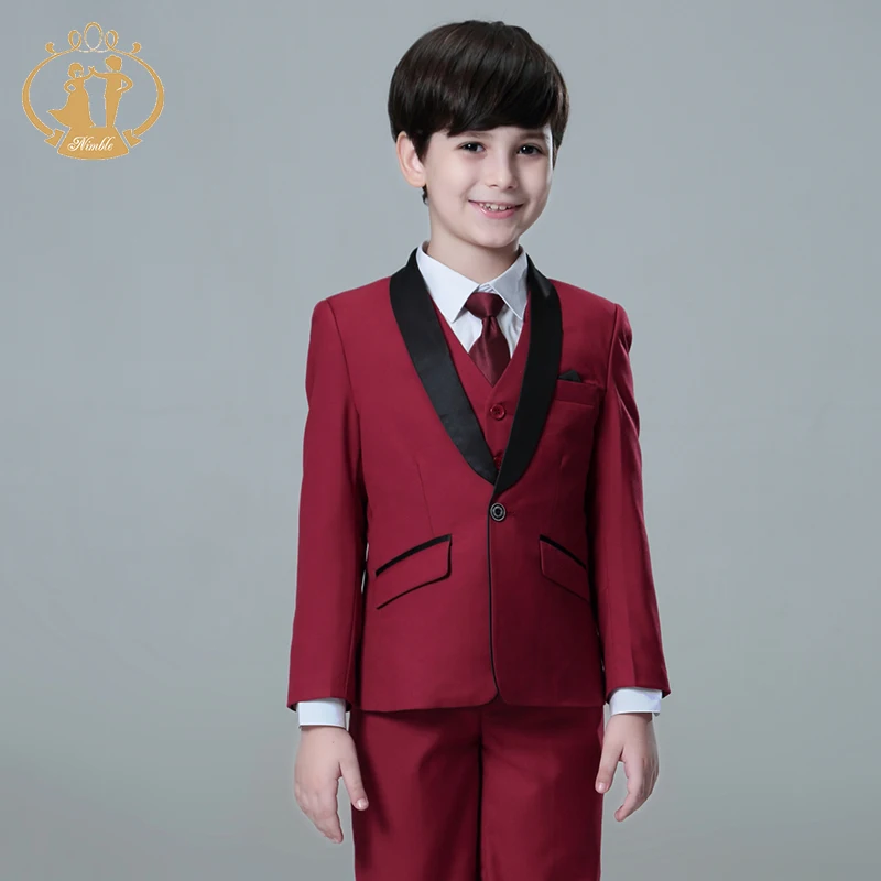Nimble Spring Autumn Formal Suit for Boy Children Party Host Wedding Costume Red Blazer Vest Pants Wholesale Clothing 3Pcs Sets Nimble Spring Autumn Formal Suit for Boy Children Party Host Wedding Costume Red Blazer Vest Pants Wholesale Clothing 3Pcs Sets