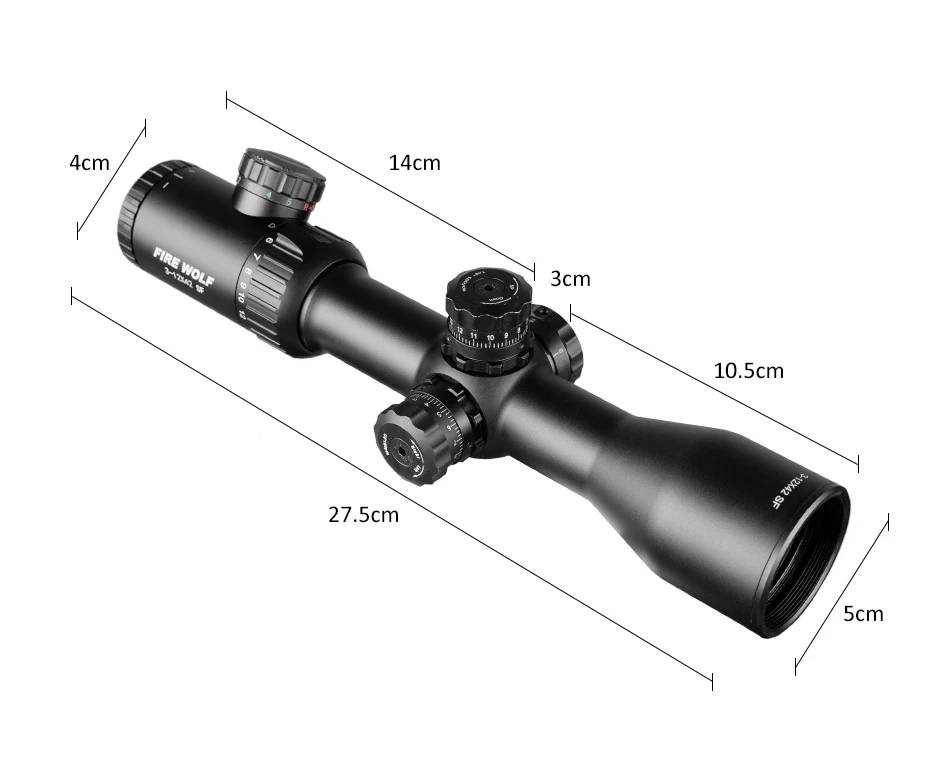 Огонь волк оптика охотничий прицел 3-12X42 SF красный/зеленый Mil точка красный зеленый черный подсветка Сетка страйкбол прицел
