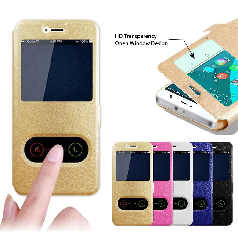 

Phone Cases For Huawei Honor V9 Play 5.0 inch Silk PU Leather Open View Window Flip Case Cover For Huawei Honor V9 Play