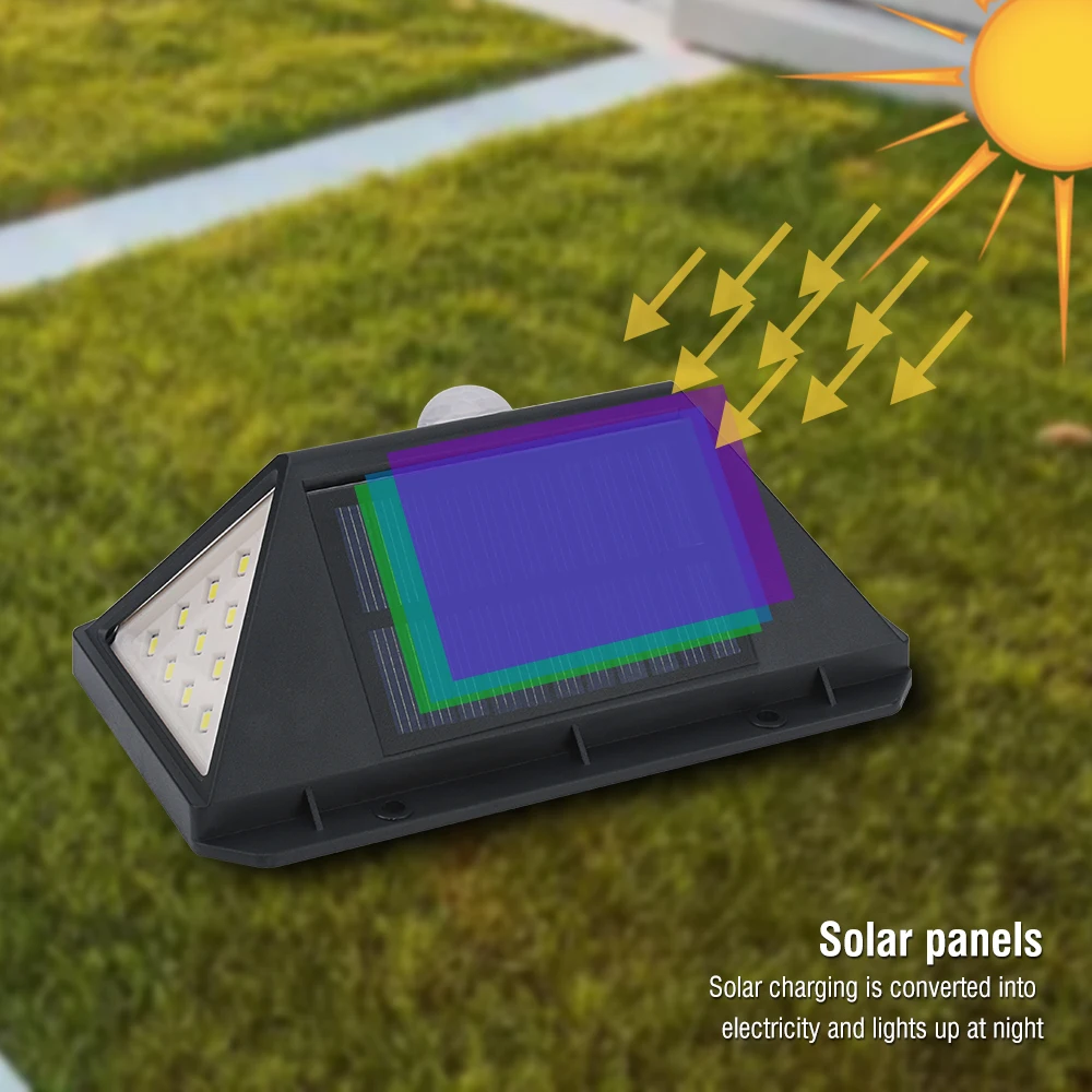 100 светодиодный солнечный светильник датчик движения Солнечный садовый фонарик с защитой от воды Открытый Солнечный настенный светильник бра Энергосберегающий Солнечный уличный свет