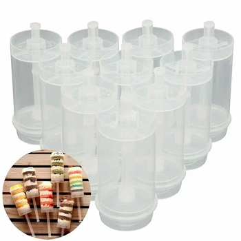 

New 12Pcs Cakes Dessert Push Up Pop Containers with lids cake propeller mold round Plum heart shape cupcakes baking gadgets