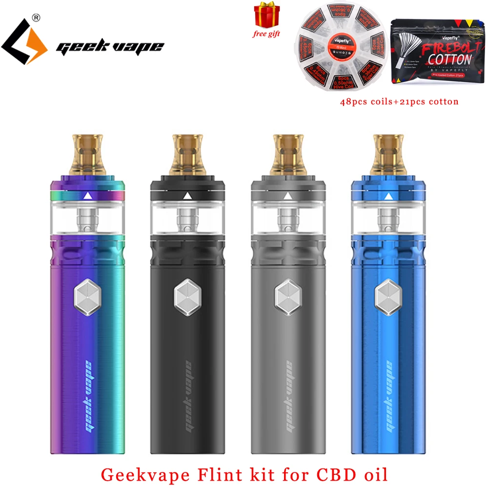 Newest Geekvape Flint 950mAh kit Vape Pen MTL vaping Vaporizer with NS Coil & 2ml atomizer Electronic Cigarette Kits for CBD oil
