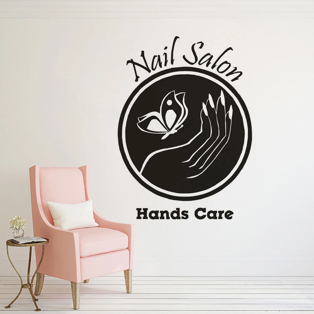 Nail Salon Logo Wall Sticker Manicure Window Decals Nail Shop Fashion