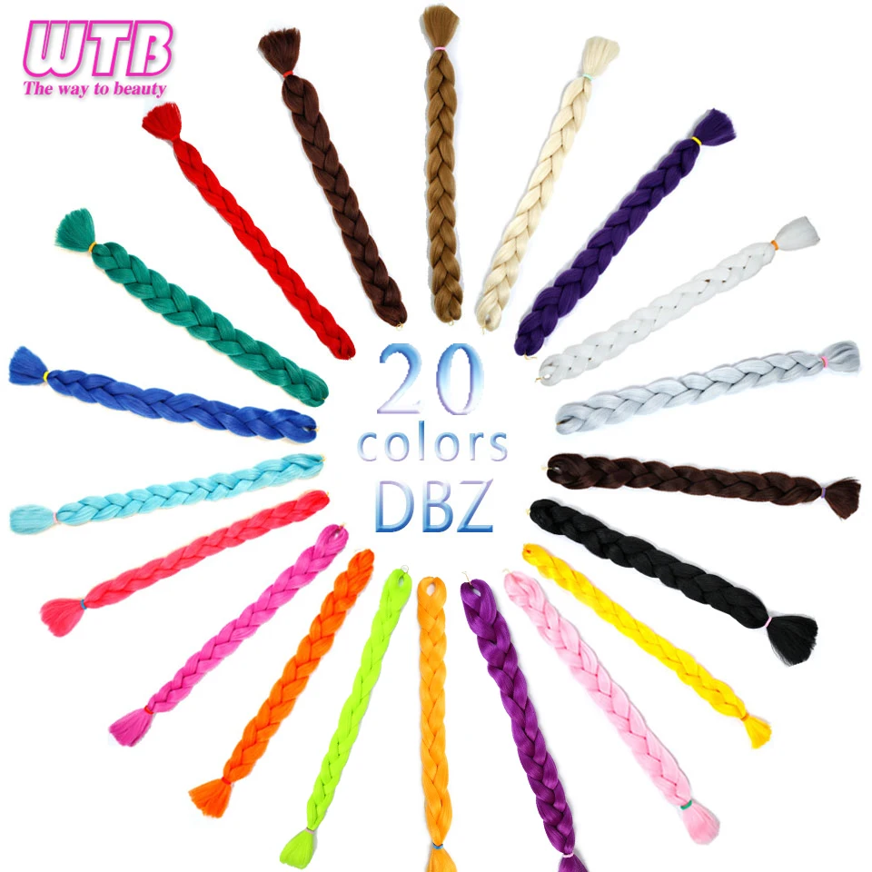 WTB Synthetic Long Jumbo Hair Braids Pink Blue Yellow Pure Color Crochet Braids Hair Extensions High Temperature Fiber 165g/Pack