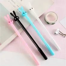 1 шт., кавайная офисная шариковая ручка, креативная, с милым рисунком кролика, школьные канцелярские принадлежности, черные чернила, 0,5 мм, ручка для заправки