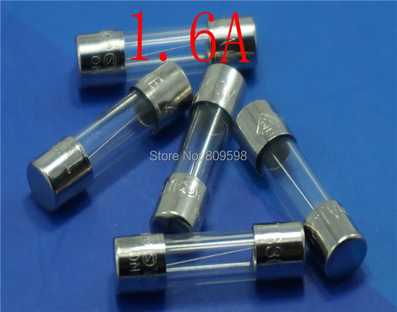 100 шт./лот) F1.6A 250 V 5x20mm керамический предохранитель стеклянной трубки предохранитель, UL VDE RoHS утвержден, 1.6A, 1.6Amp